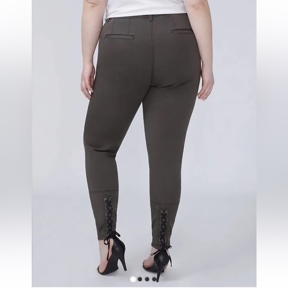 Lane Bryant Utility Twill Skinny Pant Lace-Back Stretch Black Olive Womens sz 18 - Picture 1 of 8